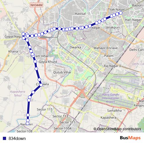 834down bus Line Map