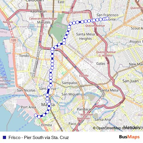 Frisco - Pier South via Sta. Cruz bus Line Map