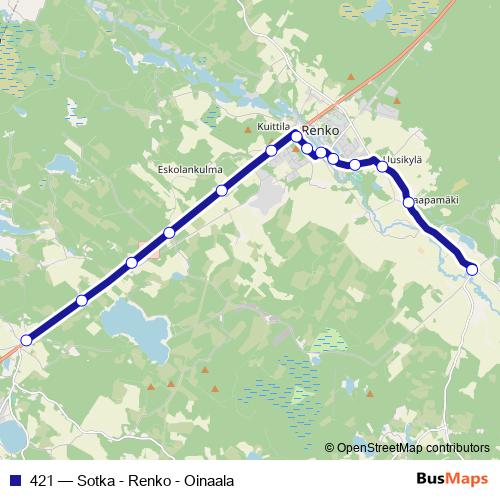 421 bus Line Map