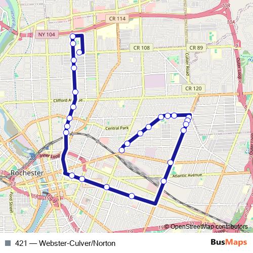 421 bus Line Map
