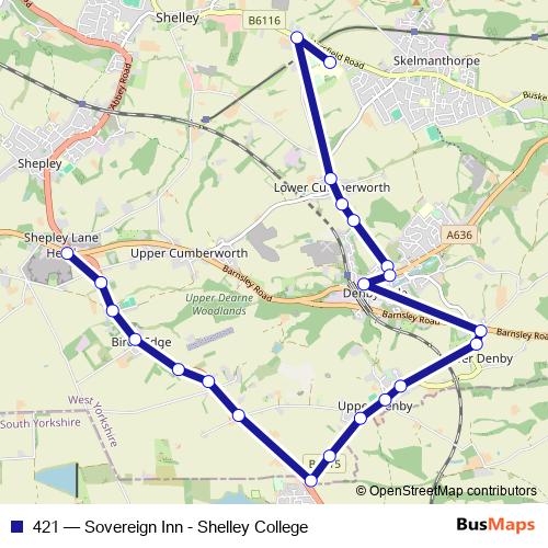 421 bus Line Map