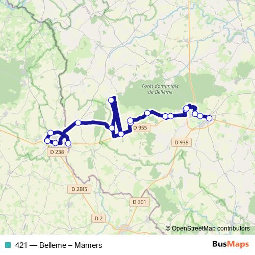 421 bus Line Map
