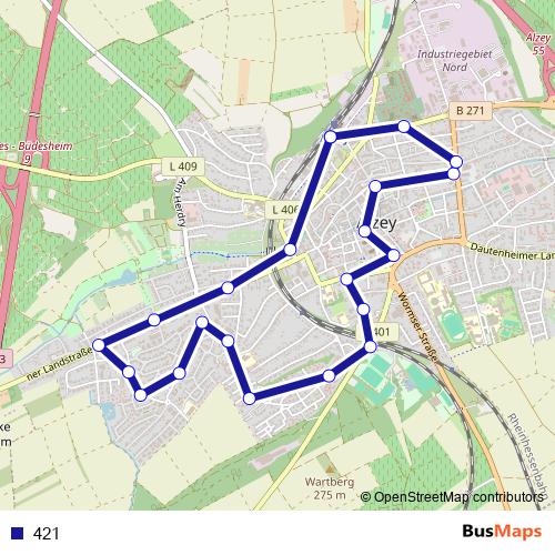 421 bus Line Map