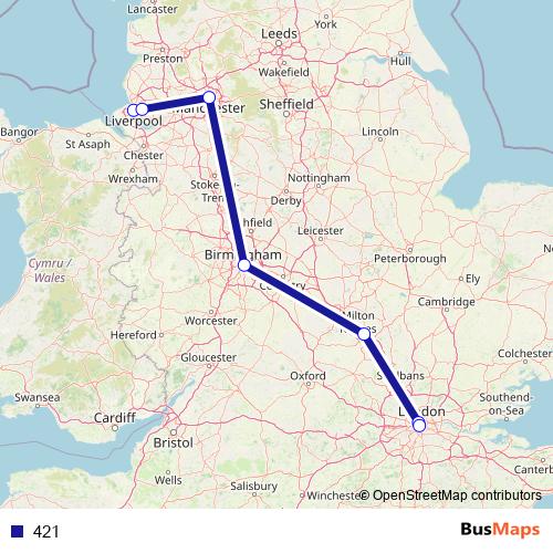 421 bus Line Map