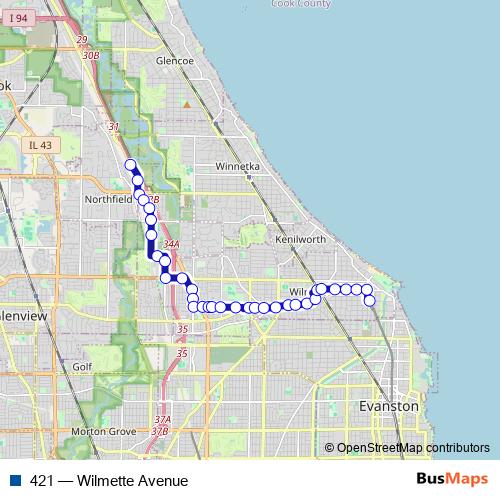 421 bus Line Map