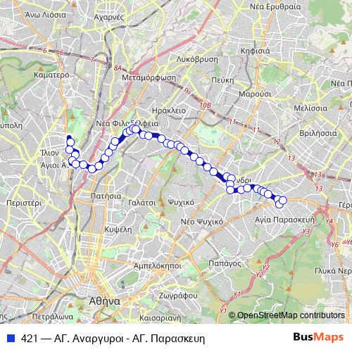 421 bus Line Map