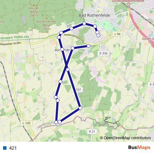 421 bus Line Map