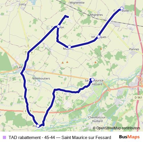 TAD rabattement - 45-44 bus Line Map