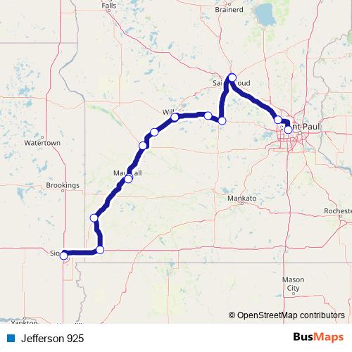 Jefferson 925 bus Line Map