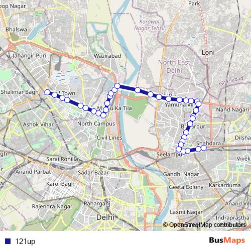 121up bus Line Map