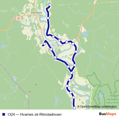 1324 bus Line Map