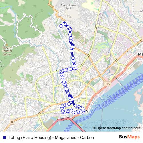 Lahug (Plaza Housing) - Magallanes - Carbon bus Line Map