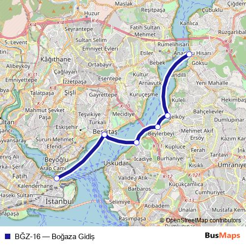 BĞZ-16 ferry Line Map