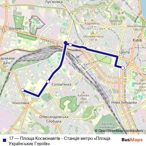 17 trolleybus Line Map