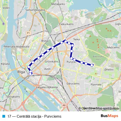 17 trolleybus Line Map
