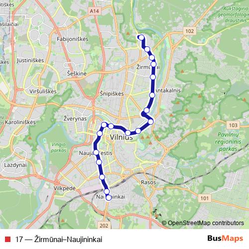 17 trolleybus Line Map