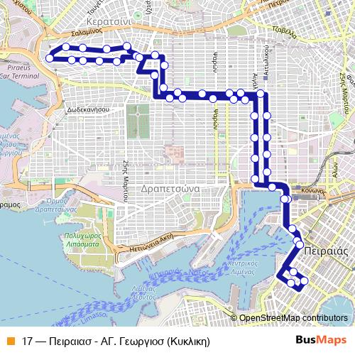 17 trolleybus Line Map