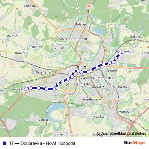 17 trolleybus Line Map