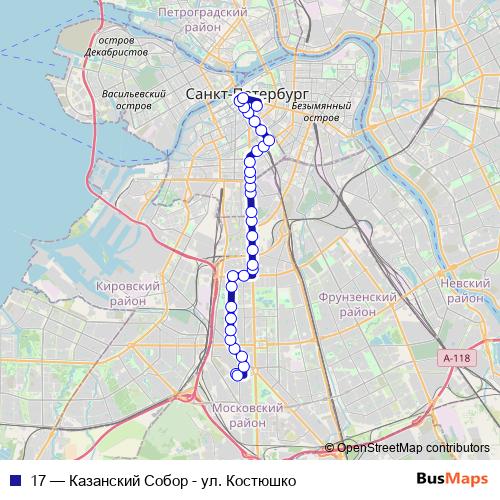 17 trolleybus Line Map