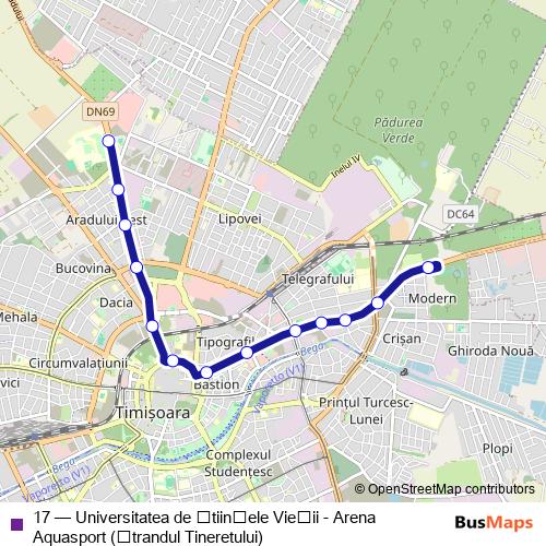 17 trolleybus Line Map
