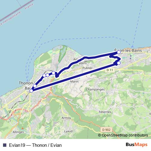 Evian19 bus Line Map