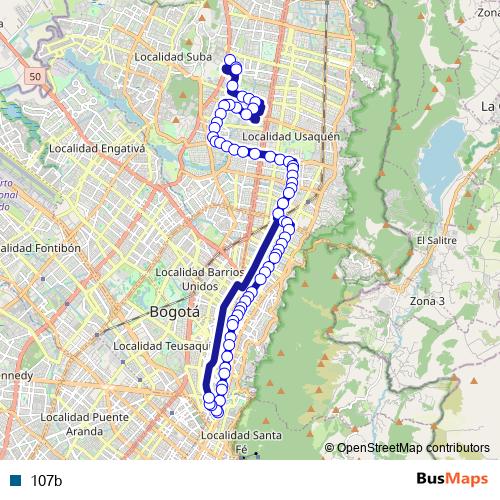 107b bus Line Map