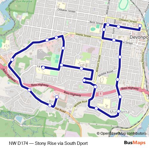 NW D174 bus Line Map