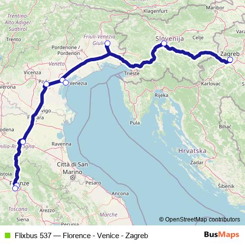 Flixbus 537 bus Line Map