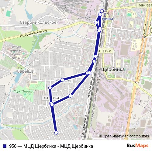 956 bus Line Map