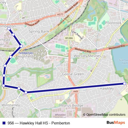 956 bus Line Map