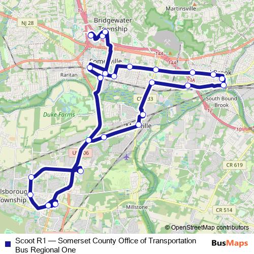 Scoot R1 bus Line Map
