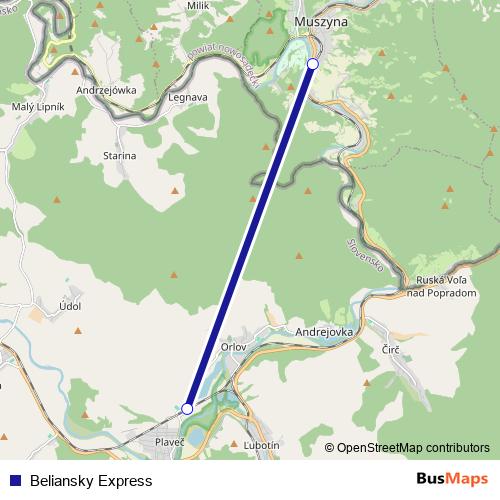 Beliansky Express rail Line Map