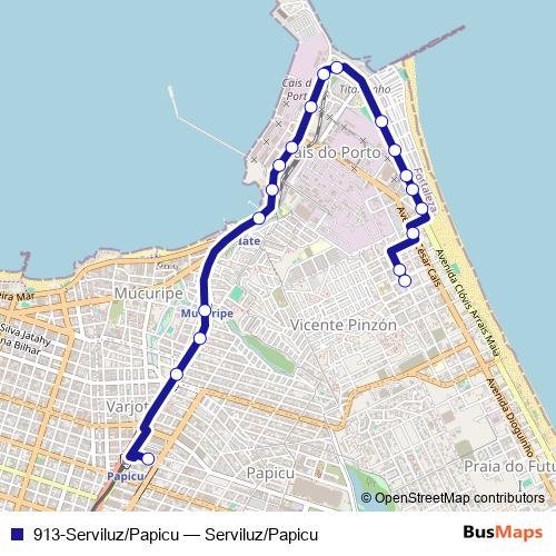 913-Serviluz/Papicu bus Line Map