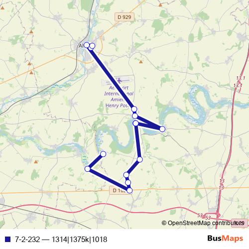 7-2-232 bus Line Map