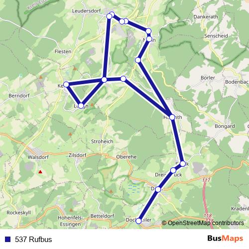 537 Rufbus bus Line Map