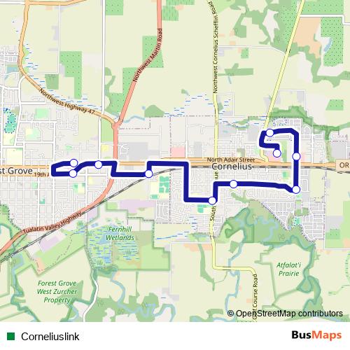 Corneliuslink bus Line Map