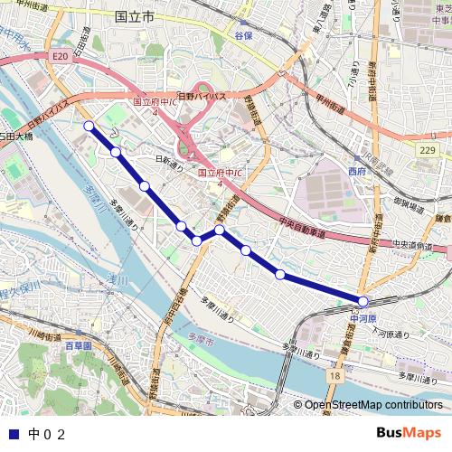 中０２ bus Line Map