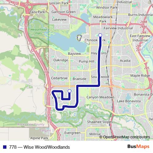 778 bus Line Map