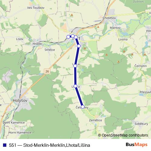 551 bus Line Map