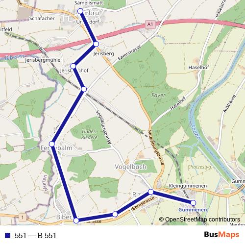 551 bus Line Map