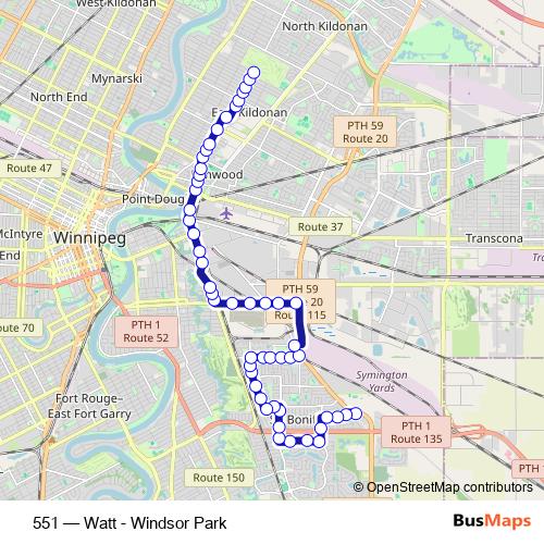 551 bus Line Map