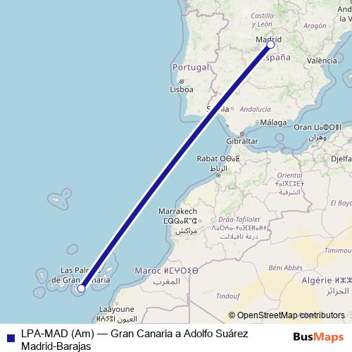 LPA-MAD (Am) air Line Map