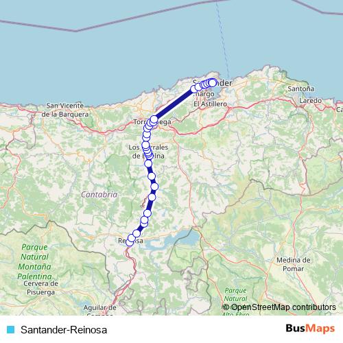 Santander-Reinosa bus Line Map