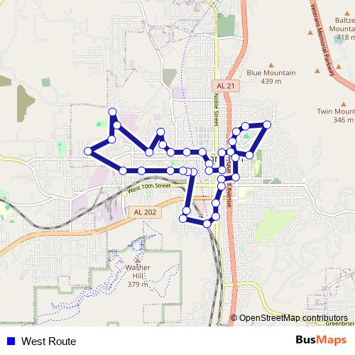 West Route bus Line Map
