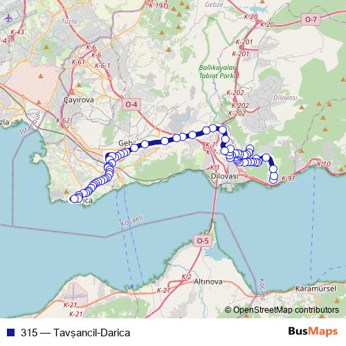 315 bus Line Map