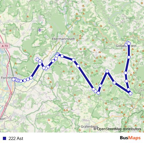 222 Ast bus Line Map