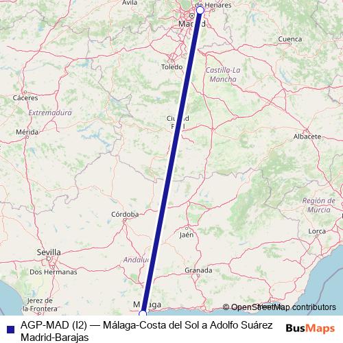 AGP-MAD (I2) air Line Map