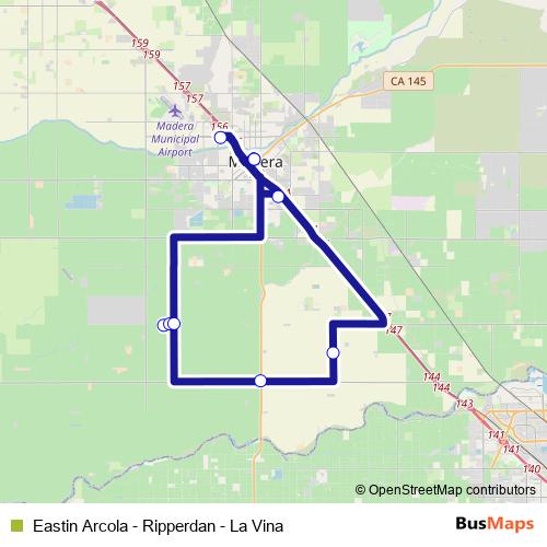 Eastin Arcola - Ripperdan - La Vina bus Line Map