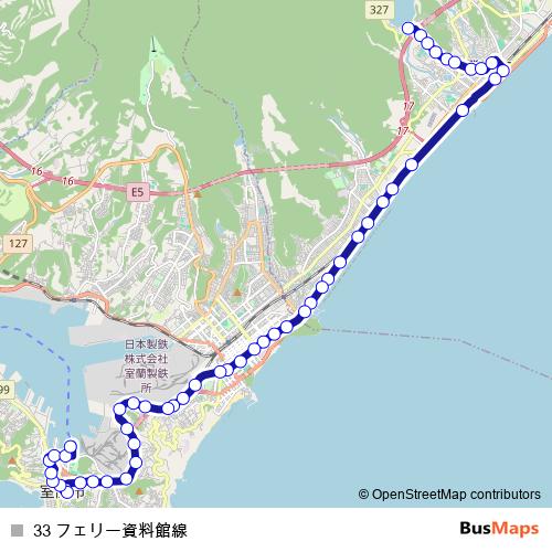 33 フェリー資料館線 bus Line Map