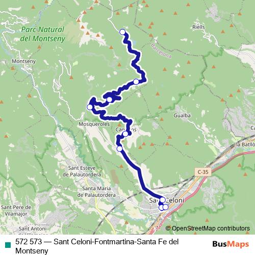 572 573 bus Line Map